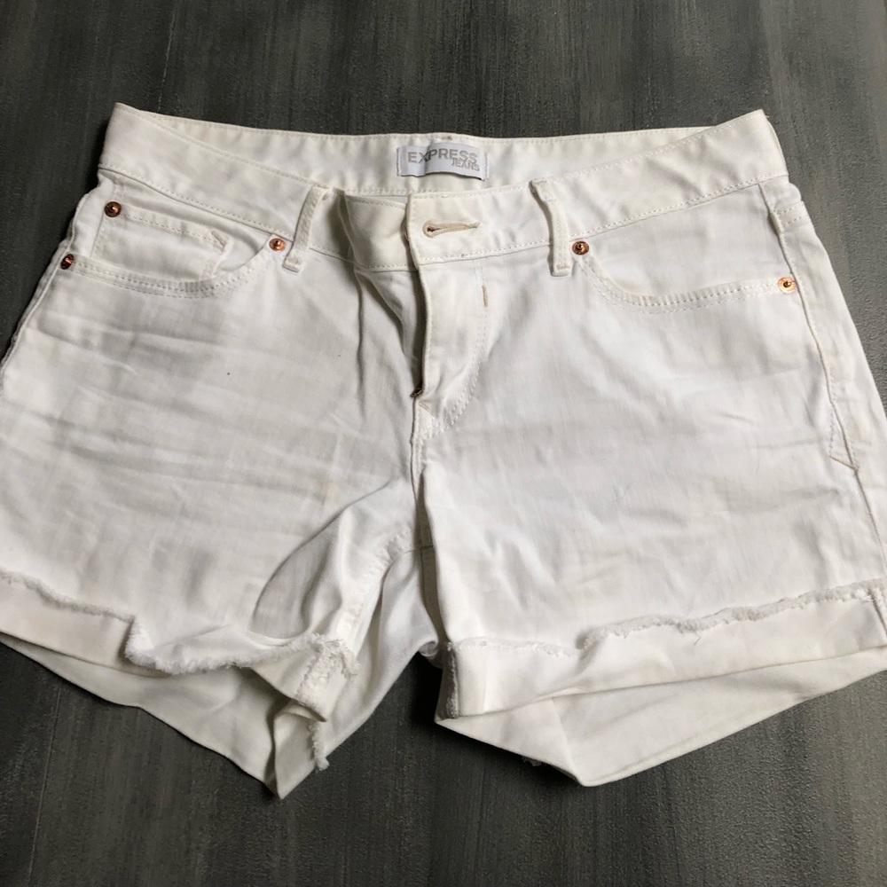 Express White Denim Stretch Jean Shorts